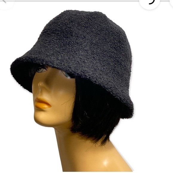 Bucket Hat Wool Blend Black Soft Textured OS unisex - Picture 2 of 10